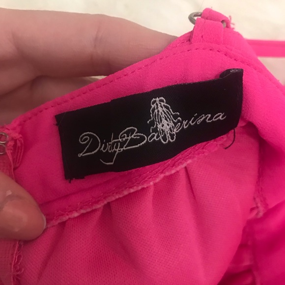 Hot pink v neck open back romper - Picture 4 of 5